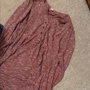 Red Button-Up Blouse